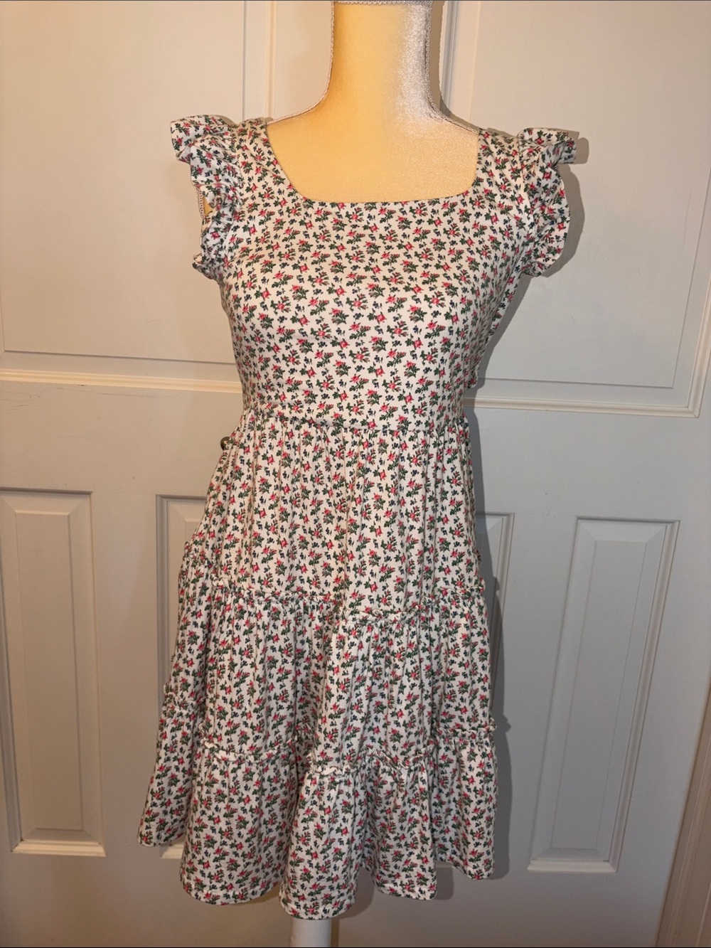Polo by Ralph Lauren Cream Floral Tiered Midi Dress